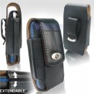 Black Leather Vertical Extendable Belt Clip Pouch Case for Samsung Eternity A867 (#4)
