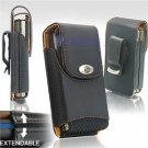 Black Leather Vertical Extendable Belt Clip Pouch Case for Samsung Instinct M800 (#1)