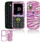 Hard Plastic Design Cover Case for Samsung Gravity T459 - Pink / White Zebra