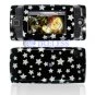 Hard Plastic Design Shield Protector Cover Case for Sidekick 2008 - Black / Silver Stars