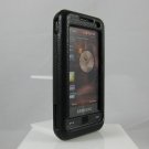 Hard Plastic Leatherette Cover Case for Samsung Omnia - Black