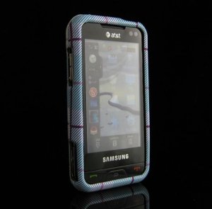Hard Plastic Design Cover Case for Samsung Eternity A867 - Blue Plaid