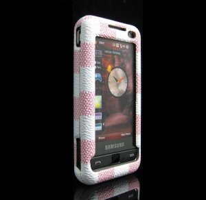 Hard Plastic Design Cover Case for Samsung Omnia i900/i910 - Pink / White Check