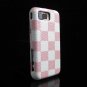 Hard Plastic Design Cover Case for Samsung Omnia i900/i910 - Pink / White Check