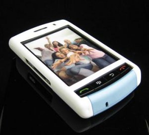PREMIUM Hard Plastic Shield Cover Case for BlackBerry Storm 9500/9530 - White / Baby Blue