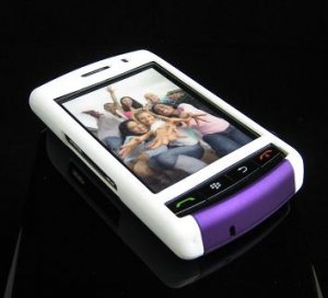 PREMIUM Hard Plastic Shield Cover Case for BlackBerry Storm 9500/9530 - White / Purple