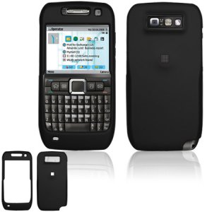 Hard Plastic Rubber Feel Cover Case for Nokia E71 - Black