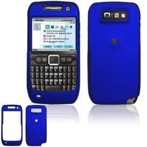 Hard Plastic Rubber Feel Cover Case for Nokia E71 - Blue