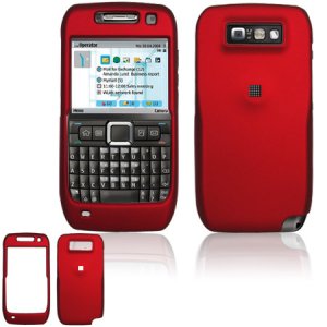Hard Plastic Rubber Feel Cover Case for Nokia E71 - Red