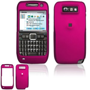 Hard Plastic Rubber Feel Cover Case for Nokia E71 - Rose Pink