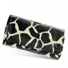 Horizontal Leather Safari Pouch Case Cover for Samsung Behold T919 - Black / White Giraffe #1