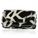 Horizontal Leather Safari Pouch Case Cover for Samsung Behold T919 - Black / White Giraffe #2