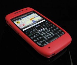 Premium Grip Soft Rubber Silicone Skin Cover Case for Nokia E71 - Red