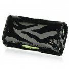 Horizontal Leather Safari Pouch Case Cover for LLG Versa VX9600 (Verizon) - Black Zebra