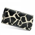 Horizontal Leather Safari Pouch Case Cover for LG Incite CT810 (AT&T) - Black / White Giraffe #1