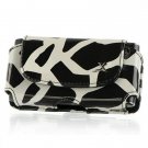 Horizontal Leather Safari Pouch Case Cover for LG Incite CT810 (AT&T) - Black / White Giraffe #2