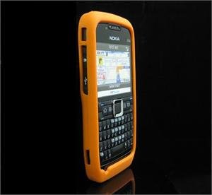 Soft Rubber Silicone Skin Cover Case for Nokia E71 - Orange Tangerine
