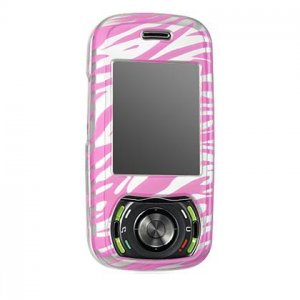 Hard Plastic Design Cover Case for Pantech Matrix C740 - Hot Pink / Silver Zebra