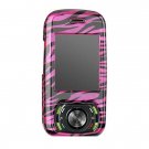 Hard Plastic Design Cover Case for Pantech Matrix C740 - Plum / Black Zebra