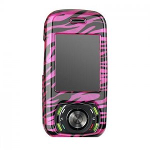 Hard Plastic Design Cover Case for Pantech Matrix C740 - Plum / Black Zebra