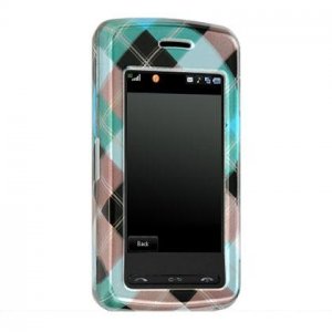 Hard Plastic Shield Protector Case for LG VU CU915 / CU920 - Blue Diagonal Check