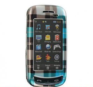 Hard Plastic Design Cover Case for Samsung Impression A877 (AT&T) - Blue Check
