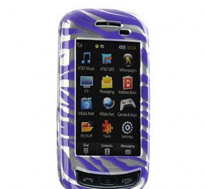 Hard Plastic Design Cover Case for Samsung Impression A877 (AT&T) - Purple / Silver Zebra