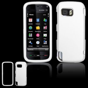 Hard Plastic Rubber Feel Cover Case for Nokia 5800 XpressMusic - White