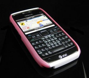Hard Plastic Robotic Cover Case for Nokia E71 - Pink / White