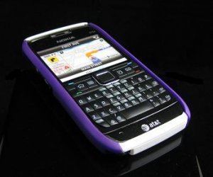 Hard Plastic Robotic Cover Case for Nokia E71 - Purple / White