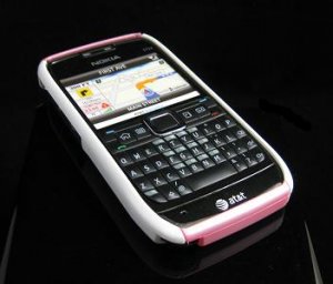 Hard Plastic Robotic Cover Case for Nokia E71 - White / Pink