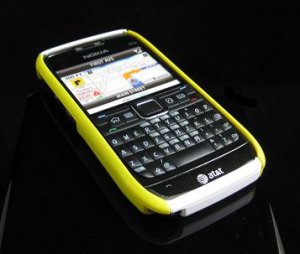 Hard Plastic Robotic Cover Case for Nokia E71 - Yellow / White