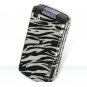 Hard Plastic Design Cover Case for Motorola Stature i9 - Silver / Black Zebra
