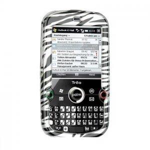 Hard Plastic Design Cover Case for Palm Treo Pro 850 - Silver / Black Zebra