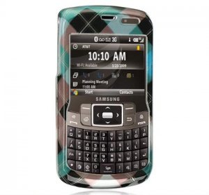 Hard Plastic Design Cover Case for Samsung Jack i637 (AT&T) - Cross Blue Plaid