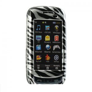 Hard Plastic Design Cover Case for Samsung Impression A877 (AT&T) - Black / Silver Zebra