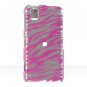 Hard Plastic Design Cover Case for Samsung Finesse R810 (MetroPCS) - Hot Pink / Silver Zebra