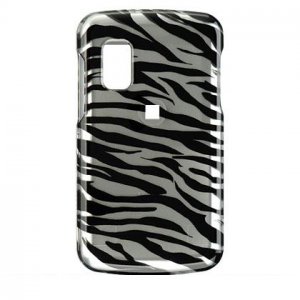 Hard Plastic Design Cover Case for Samsung Magnet A257 (AT&T) - Black / Silver Zebra