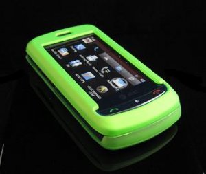 Hard Plastic Full View Rubber Feel Cover Case for LG Xenon GR500 (AT&T) - Neon Green