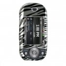 Hard Plastic Design Cover Case for Pantech Matrix Pro C820 - Black / Silver Zebra