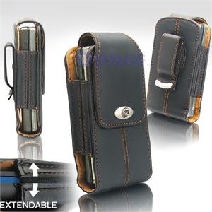 Black Leather Vertical Extendable Belt Clip Pouch Case for Palm Pre (Sprint) (#2)