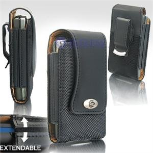 Black Leather Vertical Extendable Belt Clip Pouch Case for Palm Pre (Sprint) (#3)