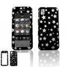 Hard Plastic Design Faceplate Case for Samsung Instinct M800 - Black / Silver Stars