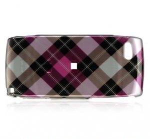 Hard Plastic Design Cover Case for Sidekick LX 2009 - Diagonal Hot Pink Check