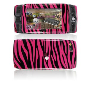 Hard Plastic Design Cover Case for Sidekick LX 2009 - Hot Pink / Black Zebra