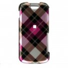 Hard Plastic Design Cover Case for Motorola Clutch i465 - Hot Pink Diagonal Check