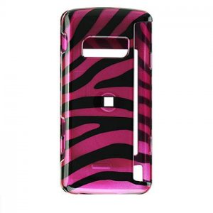 Hard Plastic Design Cover Case for LG enV Touch VX11000 (Verizon) - Plum / Black Zebra