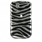 Hard Plastic Design Cover Case for BlackBerry Tour 9600/9630 - Black / Silver Zebra
