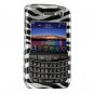 Hard Plastic Design Cover Case for BlackBerry Tour 9600/9630 - Black / Silver Zebra
