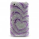 Hard Plastic Bling Design Cover Case for Apple iPhone 3G - Purple w/ Silver Hearts